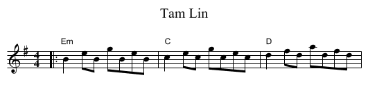 Tam Lin - staff notation