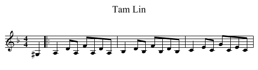 Tam Lin - staff notation