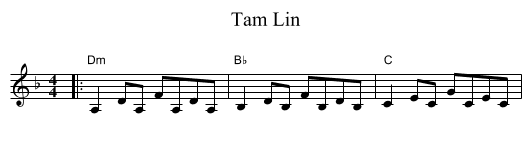 Tam Lin - staff notation