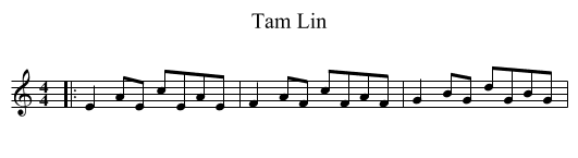Tam Lin - staff notation