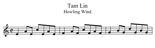 Tam Lin - staff notation