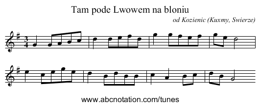 Tam pode Lwowem na bloniu - staff notation