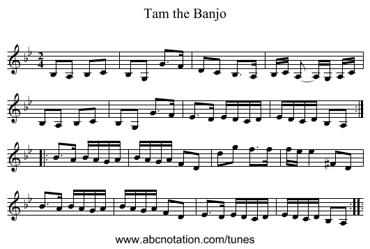 Tam the Banjo - staff notation