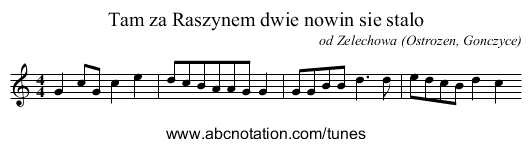 Tam za Raszynem dwie nowin sie stalo - staff notation