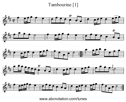 Tambourine [1] - staff notation