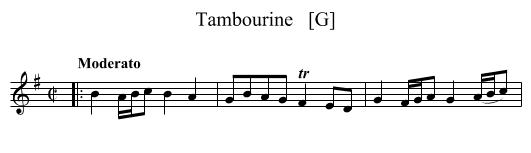 Tambourine   [G] - staff notation