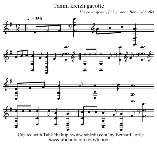 Tamm kreizh gavotte - staff notation