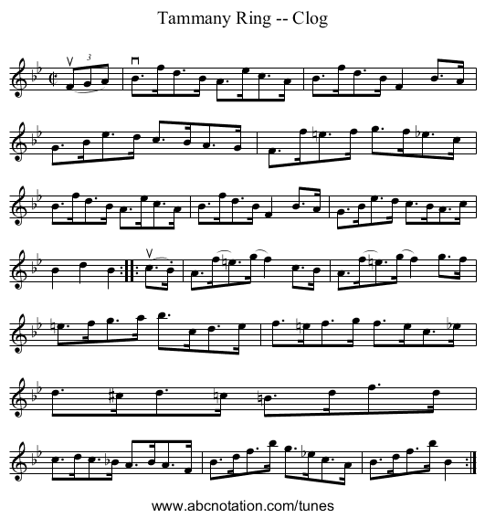 Tammany Ring -- Clog - staff notation