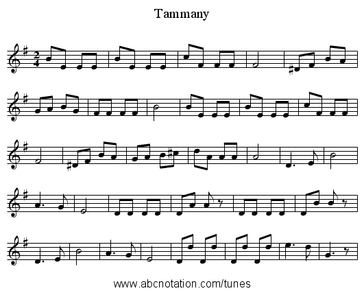 Tammany - staff notation