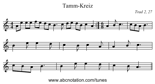 Tamm-Kreiz - staff notation