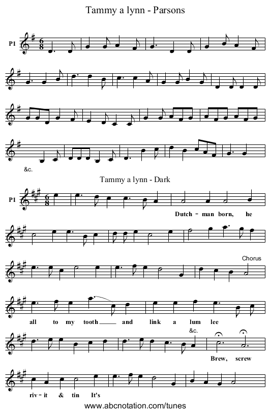 Tammy a lynn - Parsons - staff notation