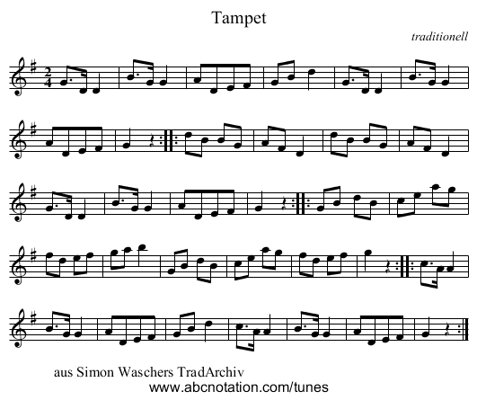 Tampet - staff notation
