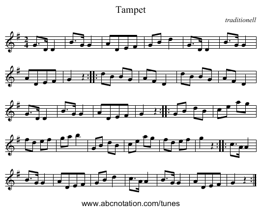 Tampet - staff notation