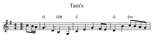 Tam's - staff notation