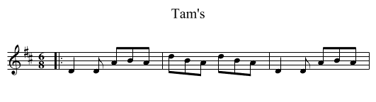 Tam's - staff notation