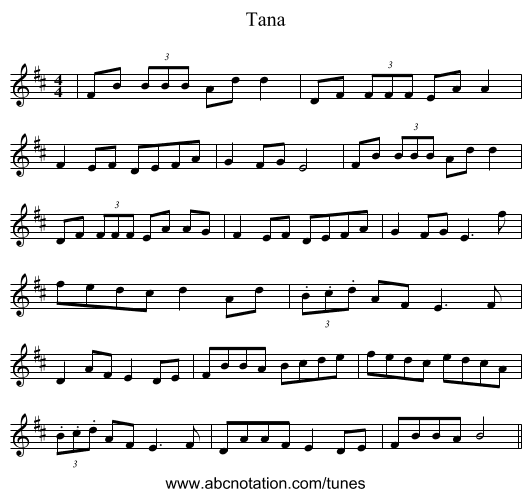Tana - staff notation