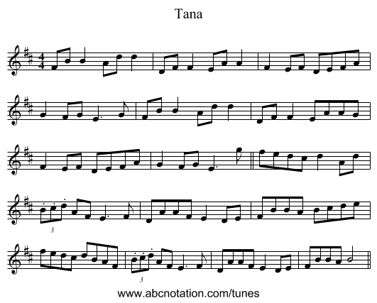 Tana - staff notation