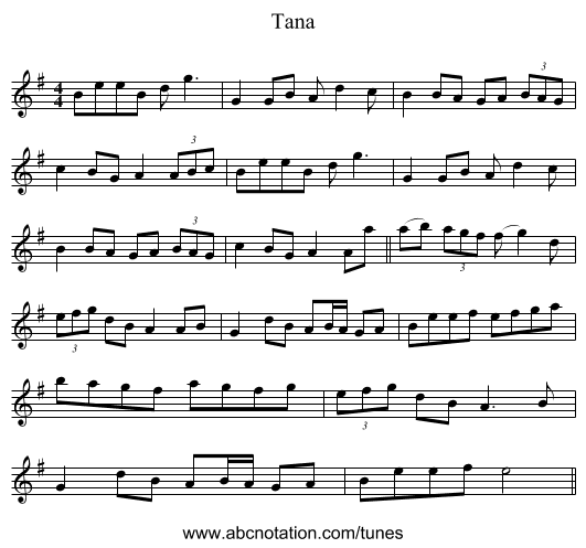 Tana - staff notation