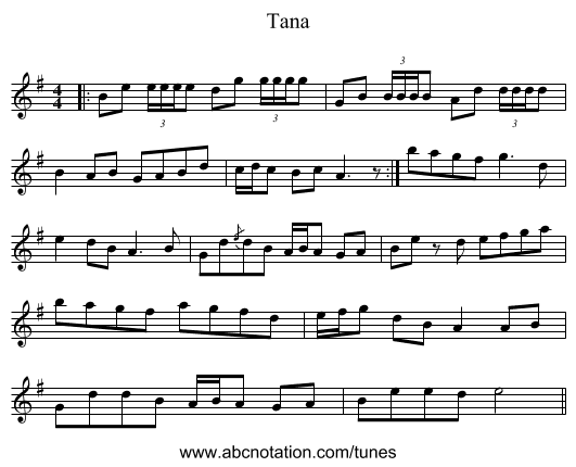 Tana - staff notation