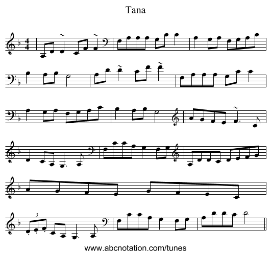 Tana - staff notation