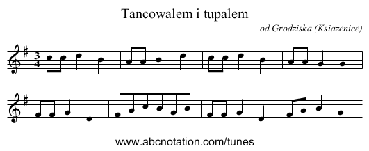 Tancowalem i tupalem - staff notation