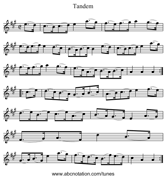 Tandem - staff notation