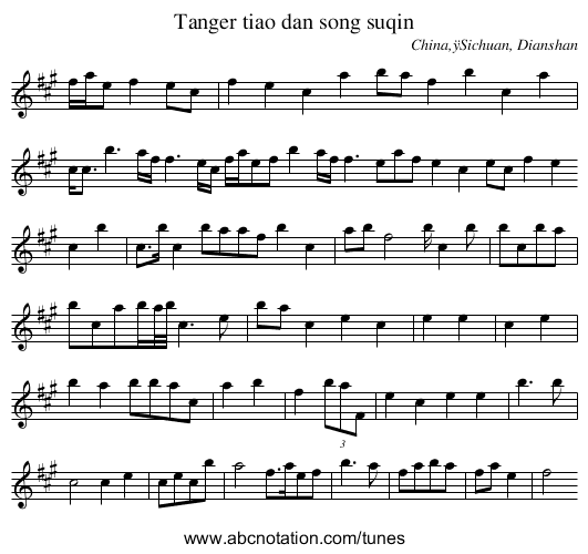 Tanger tiao dan song suqin - staff notation