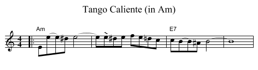 Tango Caliente (in Am) - staff notation