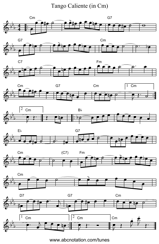 Tango Caliente (in Cm) - staff notation