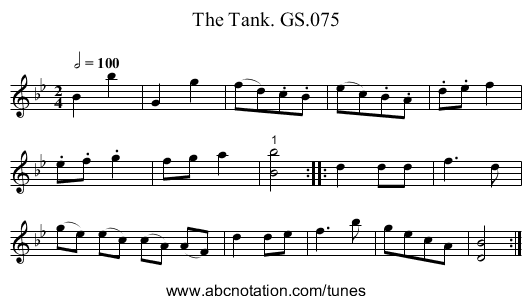 Tank. GS.075, The - staff notation