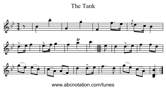 Tank, The - staff notation