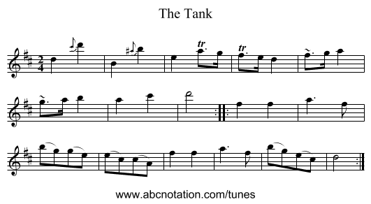 Tank, The - staff notation