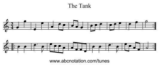 Tank, The - staff notation