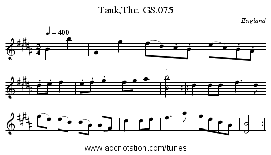 Tank,The. GS.075 - staff notation