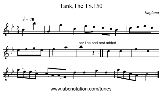 Tank,The TS.150 - staff notation