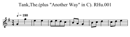 Tank,The.(plus Another Way in C). RHu.001 - staff notation