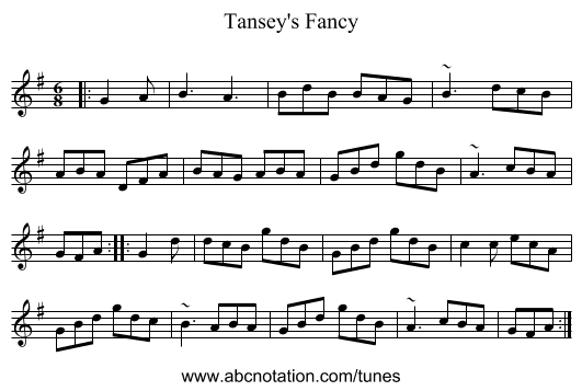 Tansey's Fancy - staff notation