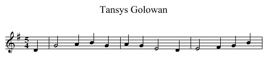 Tansys Golowan - staff notation