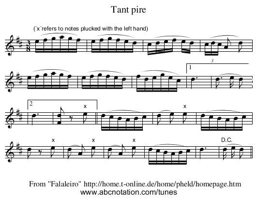 Tant pire - staff notation