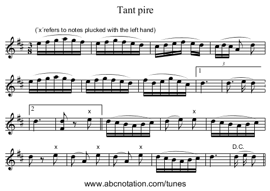 Tant pire - staff notation