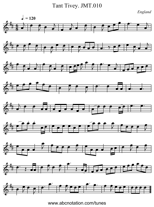 Tant Tivey. JMT.010 - staff notation