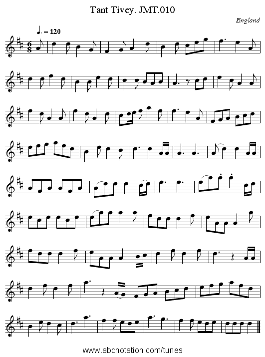 Tant Tivey. JMT.010 - staff notation