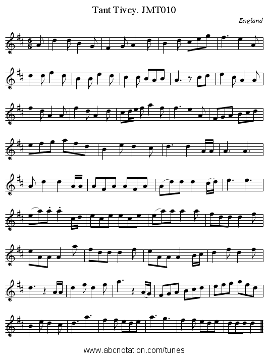 Tant Tivey. JMT010 - staff notation
