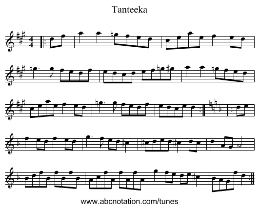 Tanteeka - staff notation