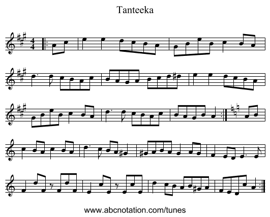 Tanteeka - staff notation