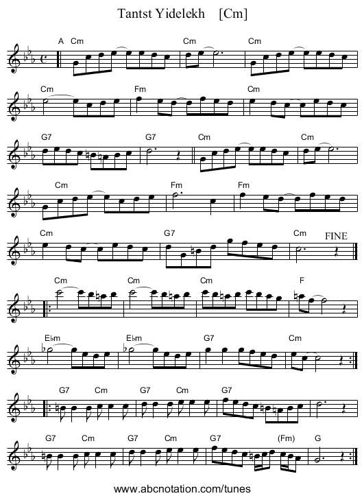 Tantst Yidelekh    [Cm] - staff notation