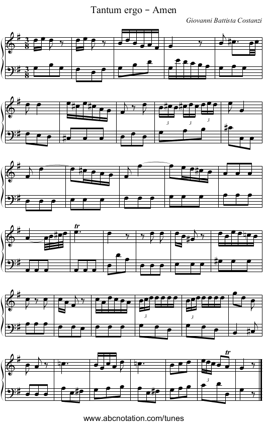 Tantum ergo – Amen - staff notation