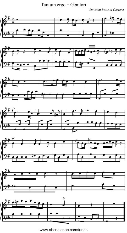 Tantum ergo – Genitori - staff notation