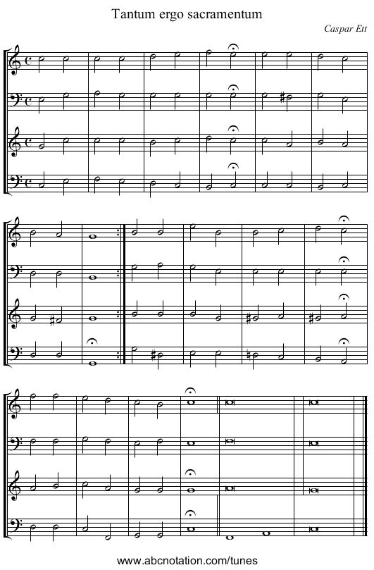 Tantum ergo sacramentum - staff notation
