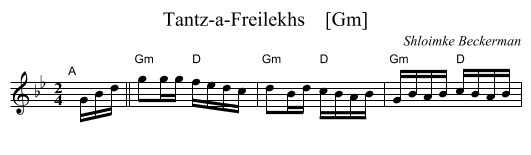 Tantz-a-Freilekhs    [Gm] - staff notation
